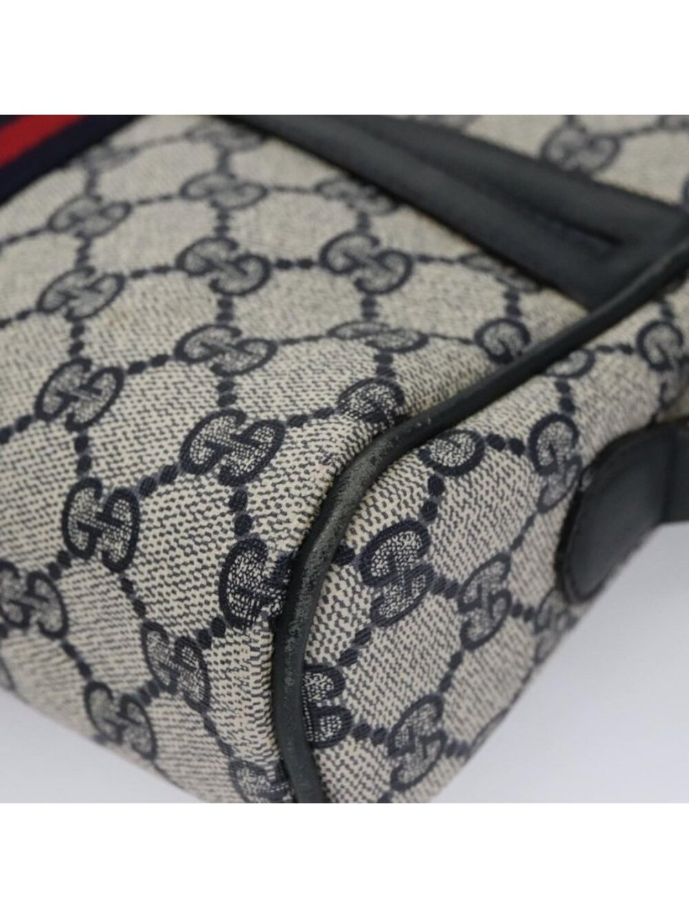 Authentic GUCCI GG Supreme Sherry Line Shoulder Bag PVC Leather Navy Red - Picture 15 of 16